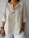 Dames Casual V - hals Blouse - ModeParisienne® Ninalyn | Dames Casual V - hals Blouse - Beige - S - Zarandi Amsterdam