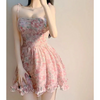 ModeParisienne® roze zomerjurk met bloemenprint in hoge taille