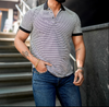 Darlo – Zwarte Ember Luxe Gestreepte Poloshirt Voor Heren