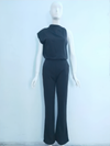 ModeParisienne® Rachelle | Dames Jumpsuit met Ronde Hals en Mouwloze Broek met Wijde Pijpen