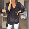 Handgeschreven Print Overhemd met Knopen - ModeParisienne® Lorenza | Handgeschreven Print Overhemd met Knopen - Zwart - S - Zarandi Amsterdam