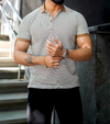 Thibault - Zandsteen Polo T-Shirt a righe di lusso