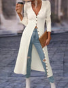 ModeParisienne® eenvoudige witte met revers kont lange zomerjas
