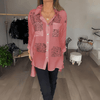 Handgeschreven Print Overhemd met Knopen - ModeParisienne® Lorenza | Handgeschreven Print Overhemd met Knopen - Rood - S - Zarandi Amsterdam