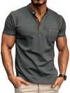 Heren Polo met Henley - Kraag - Sebrecht | Heren Polo met Henley - Kraag - Donkergrijs - S - Zarandi Amsterdam