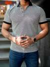Darlo – Zwarte Ember Luxe Gestreepte Poloshirt Voor Heren