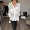 Handgeschreven Print Overhemd met Knopen - ModeParisienne® Lorenza | Handgeschreven Print Overhemd met Knopen - Wit - S - Zarandi Amsterdam