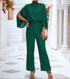 Elegante Gebreide Set met Crop Top & Flowy Pantalon - ModeParisienne® Maely | Elegante Gebreide Set met Crop Top & Flowy Pantalon - Groen - Zarandi Amsterdam