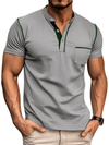Heren Polo met Henley - Kraag - Sebrecht | Heren Polo met Henley - Kraag - Grijs - S - Zarandi Amsterdam