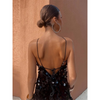 ModeParisienne® Vestito Estivo Corto Grigio con Cinturini Glitterati