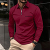 Jefferson - Heren Effen Rits Kraag Borstzak Lange Mouw Polo voor Moderne Comfort