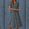 Casual Summer Wear - Bente | Tijdloze Jurk met V Hals van Ademend Materiaal met Verstelbare Taille en Korte Mouwen - Marineblauw - S - Zarandi Amsterdam