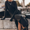 Sophie™ | Mühelos Elegant - Langarm Schlitzkleid