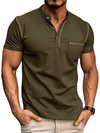Heren Polo met Henley - Kraag - Sebrecht | Heren Polo met Henley - Kraag - Legergroen - S - Zarandi Amsterdam