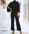 Elegante Gebreide Set met Crop Top & Flowy Pantalon - ModeParisienne® Maely | Elegante Gebreide Set met Crop Top & Flowy Pantalon - Zwart - Zarandi Amsterdam