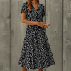 Casual Summer Wear - Bente | Tijdloze Jurk met V Hals van Ademend Materiaal met Verstelbare Taille en Korte Mouwen - Zwart - S - Zarandi Amsterdam