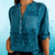 Blouses - Abilene | Casual Damesbovenstuk met V - hals, Reverskraag en Verstelbare Mouwen - Blauw - S - Zarandi Amsterdam