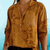 Blouses - Abilene | Casual Damesbovenstuk met V - hals, Reverskraag en Verstelbare Mouwen - Bruin - S - Zarandi Amsterdam