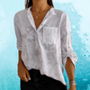Blouses - Abilene | Casual Damesbovenstuk met V - hals, Reverskraag en Verstelbare Mouwen - Wit - S - Zarandi Amsterdam