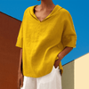 Dames Tops - Alita | Casual witte damesblouse van ademend katoen met losse pasvorm en korte mouwen - Geel - S - Zarandi Amsterdam