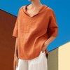 Dames Tops - Alita | Casual witte damesblouse van ademend katoen met losse pasvorm en korte mouwen - Oranje - S - Zarandi Amsterdam