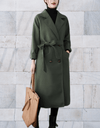 Allana - Lange en oversized jas met knopen en riem jasje