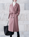 Allana - Lange en oversized jas met knopen en riem jasje