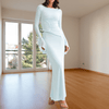 Maxi Jurken - Amadea | Elegante maxi jurk dames met lange mouwen en verfijnde drapering - Wit - M - Zarandi Amsterdam