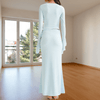 Maxi Jurken - Amadea | Elegante maxi jurk dames met lange mouwen en verfijnde drapering - Wit - M - Zarandi Amsterdam
