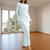 Maxi Jurken - Amadea | Elegante maxi jurk dames met lange mouwen en verfijnde drapering - Wit - M - Zarandi Amsterdam