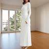 Maxi Jurken - Amadea | Elegante maxi jurk dames met lange mouwen en verfijnde drapering - Wit - S - Zarandi Amsterdam
