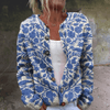 Casual Summer Wear - Angeline | Elegante wollen bloemenjas met knoopsluiting voor elk seizoen - Blauw - S - Zarandi Amsterdam