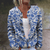 Casual Summer Wear - Angeline | Elegante wollen bloemenjas met knoopsluiting voor elk seizoen - Blauw - S - Zarandi Amsterdam