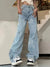 Pants - Hoge taille baggy jeans voor dames met wijde pijpen en sterrenmotief - S - Zarandi Amsterdam