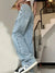 Pants - Hoge taille baggy jeans voor dames met wijde pijpen en sterrenmotief - S - Zarandi Amsterdam