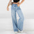Pants - Dames baggy jeans met hoge taille en wijde pasvorm in casual stijl - Lichtblauw - S - Zarandi Amsterdam
