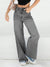Pants - Dames baggy jeans met hoge taille en wijde pasvorm in casual stijl - Grijs - S - Zarandi Amsterdam