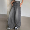 Pants - Middelhoog Taille Baggy Jeans Dames Comfortabele Wijde Fit - Grijs - S - Zarandi Amsterdam