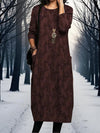 Women's Dress - Bedrukte maxi - jurk | Ronde hals - Rood - S - Zarandi Amsterdam