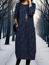Women's Dress - Bedrukte maxi - jurk | Ronde hals - Blauw - S - Zarandi Amsterdam