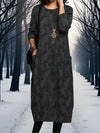 Women's Dress - Bedrukte maxi - jurk | Ronde hals - Zwart - S - Zarandi Amsterdam