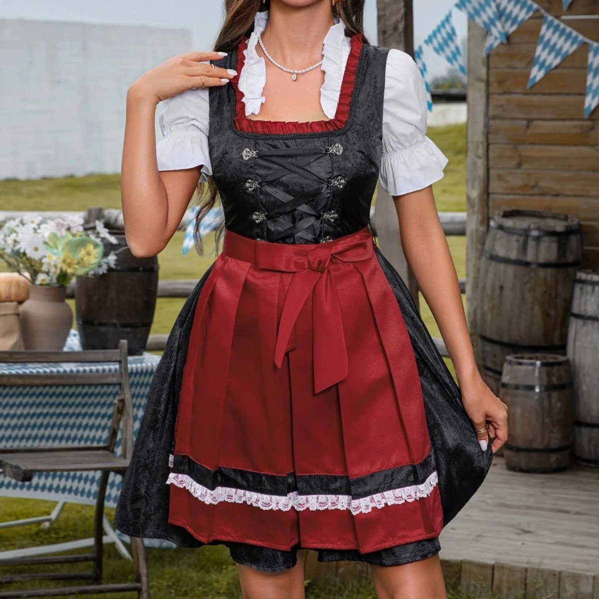 Traditionele dirndl jurk met schort voor dames | Annelien Traditionele dirndl jurk met schort voor dames | Annelien