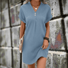 Dresses - Benilda | Vrouwelijke Midi Jurk met Elegante Halslijn – Voor Dag en Avond - Blauw - S - Zarandi Amsterdam