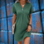 Dresses - Benilda | Vrouwelijke Midi Jurk met Elegante Halslijn – Voor Dag en Avond - Groen - S - Zarandi Amsterdam