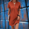 Dresses - Benilda | Vrouwelijke Midi Jurk met Elegante Halslijn – Voor Dag en Avond - Oranje - S - Zarandi Amsterdam