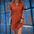 Dresses - Benilda | Vrouwelijke Midi Jurk met Elegante Halslijn – Voor Dag en Avond - Oranje - S - Zarandi Amsterdam