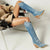 Women's Winter Boots - Blauwe Kunstleren Cowboy Overknee Laarzen met Elegante Hak - 35 - Zarandi Amsterdam