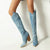 Women's Winter Boots - Blauwe Kunstleren Cowboy Overknee Laarzen met Elegante Hak - 35 - Zarandi Amsterdam