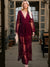 Women's Dress - Bloemen kanten cocktailjurk met lange mouwen en elegante zijsplitsing - Bordeaux - S - Zarandi Amsterdam
