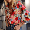 Damesblouses - Bloemenprint blouse in rood – charmante lente - look voor elke dag - S - Zarandi Amsterdam